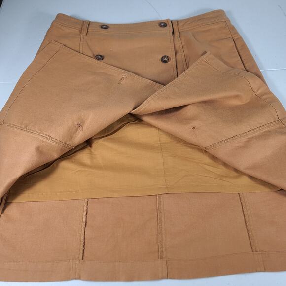 Pendleton Mustard Brown Double Button Linen Blend Skirt Size 10 - Picture 3 of 5